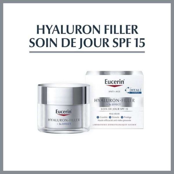 Eucerin Hyaluron Filler Soin de Jour Spf15 Peau Sèche 50ml + Sensitive Protect Spf50